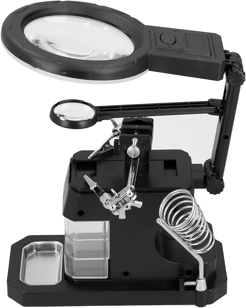 3rd Helping Hand Clip Clamp LED Magnifying Glass Soldering Iron Stand Magnifier Welding Rework Repair Holder Tools pcb fixture