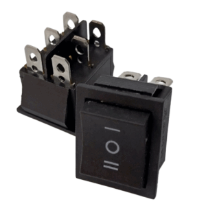 DPDT 6 Pins 3 Position ON/Off/ON Black Rocker Toggle Switch KCD4