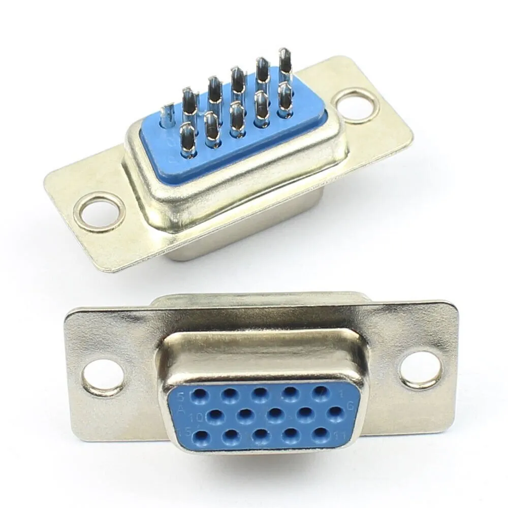 D-SUB 15 Pin VGA Connector Female Solder Type Socket Adapter 3 Row DB15F